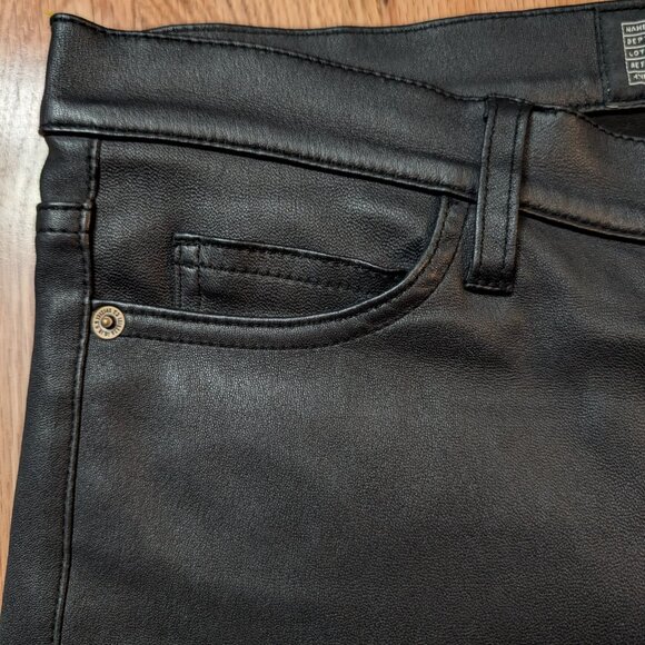CURRENT ELLIOTT THE SIDE SLIT CROPPED LEATHER LEGGING, SZ 28 Black Retail $998 - Picture 7 of 9